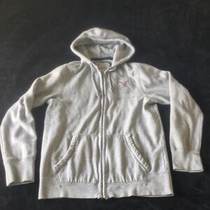 Vintage Y2K Men's American Eagle Gray Hooded Zip Jacket Size Large Tall